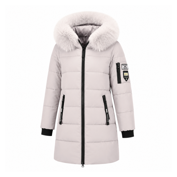 Women's Warm Long Parka Coat for Winter (Grey-AU-16)