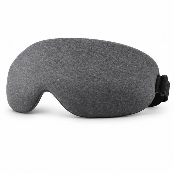 Grey 3D Contoured Sleep Mask with Integrated Earplugs