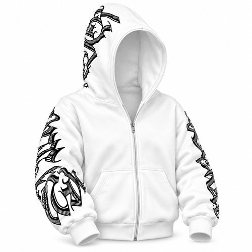 White Women's Y2K Gothic Zip-Up Hoodie Size L / EU50