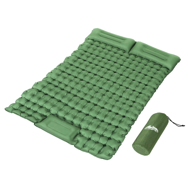 Self Inflating Double Sleeping Mat with Integrated Pillow Design