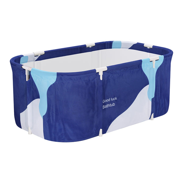Navy Blue Foldable PVC Bathtub with Comfortable Inflatable Cushion