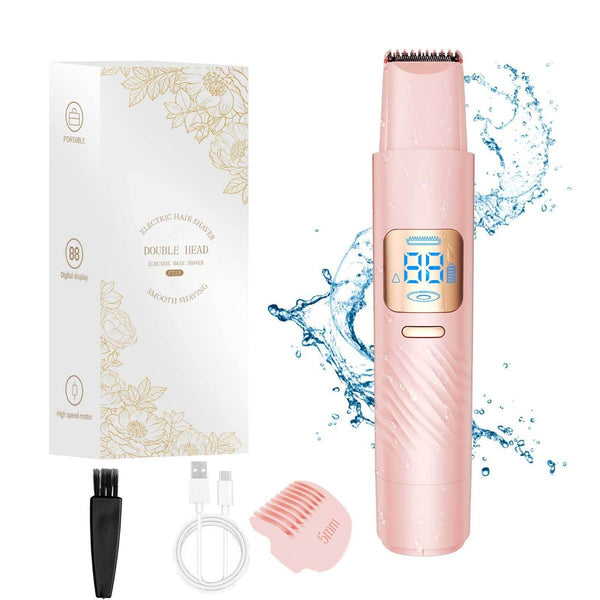 2-in-1 Portable Hair Trimmer & Shaver (Pink-18cm)