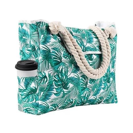 1 Pack Waterproof Extra Large Beach Bag for Women, Picnic Shopper, Green, 45L