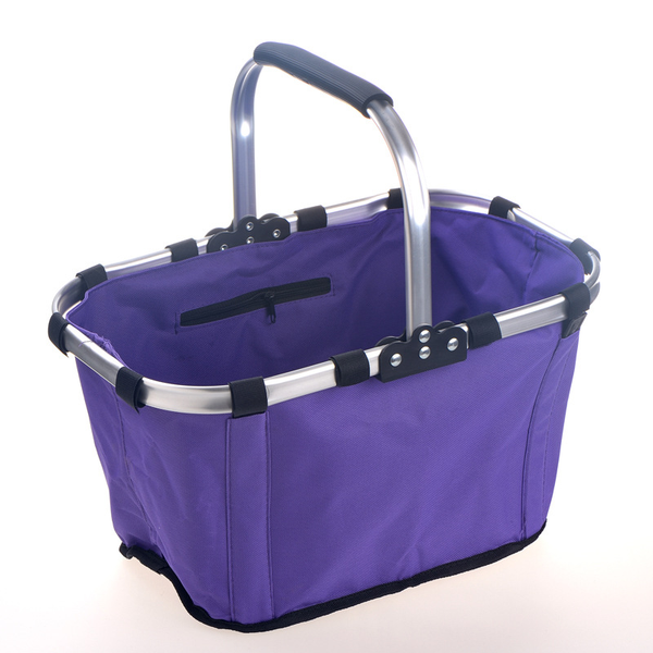 Foldable Picnic Basket Aluminum Frame Waterproof 600D Oxford Purple