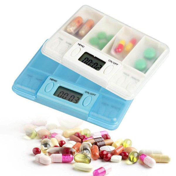 Travel Pill Organizer with Alarm and Digital Timer (White)