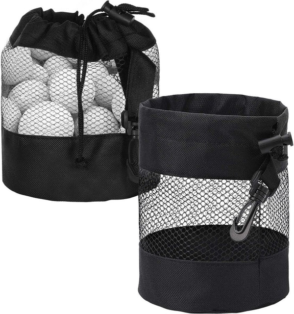 pieces - 14*14*16.5 cm - golf ball storage bag - golf bag - nylon mesh ball bag - with drawstring - golf ball sack - golf storage - mesh bags for golf accessories - black