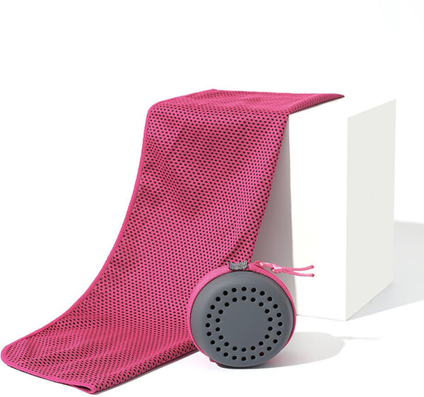 Quick-Drying Cooling Towel for Sports with Storage Box - (30x80 cm Adult Size) Pink