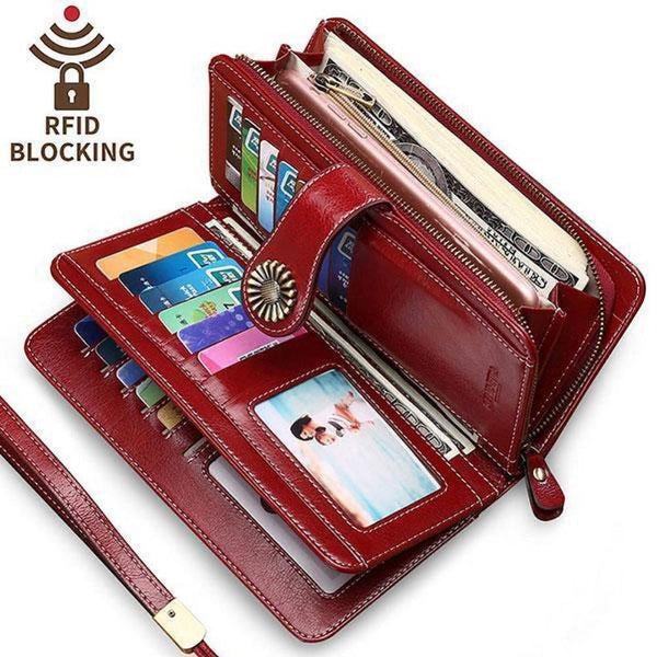 Wristlet Women's Elegant Clutch Wallet, Black Red