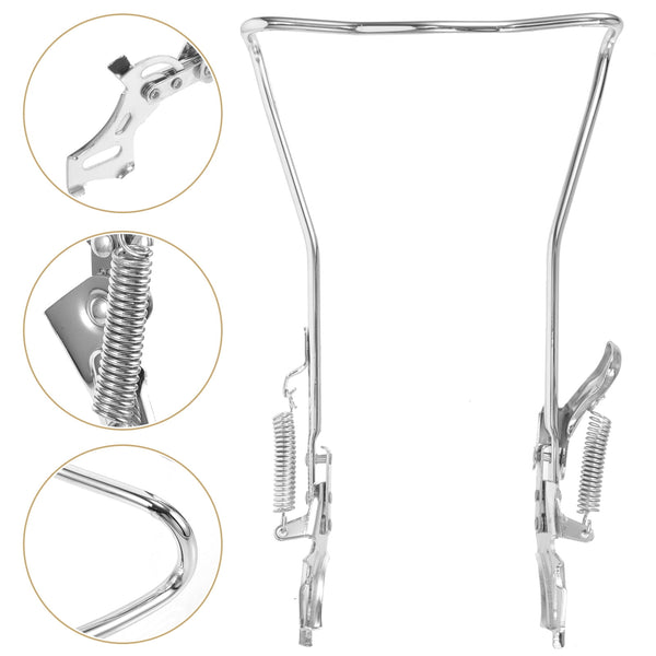 SWETRACE 1Set Steel Silver Double Legged Bike Kickstand for Stable Support Non Slip Feet Quick Adjustment 14.6x10x0.4in