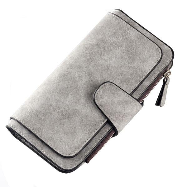 Women's Wallets,Soft Leather Bifold Compact Card Holder Wallet for Women with Zipper, Blocking Leather Clutch Wallet Credit Card Holder, Ladies Travel Wallet Purse,10 Colors(pink) Grey