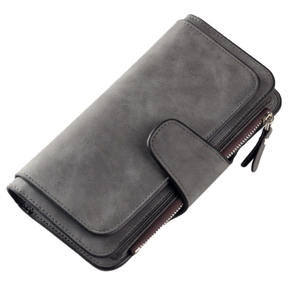 Women's Wallets,Soft Leather Bifold Compact Card Holder Wallet for Women with Zipper, Blocking Leather Clutch Wallet Credit Card Holder, Ladies Travel Wallet Purse,10 Colors(pink) dark grey