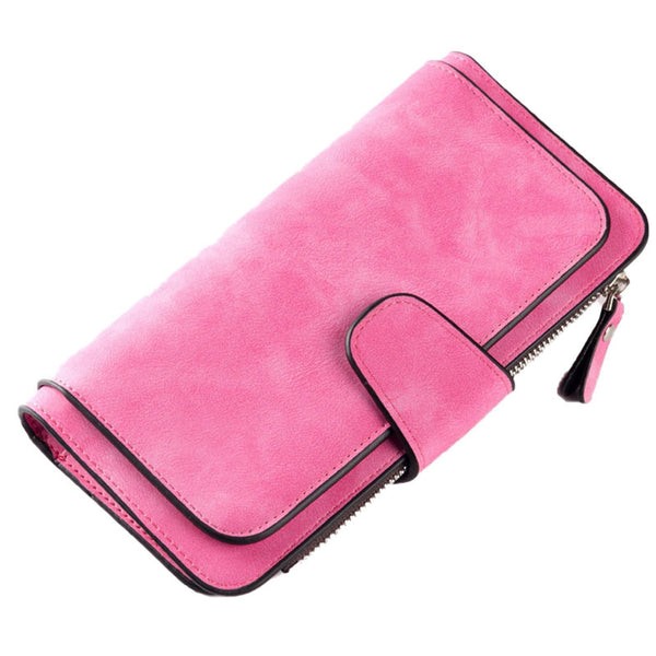 Women's Wallets,Soft Leather Bifold Compact Card Holder Wallet for Women with Zipper, Blocking Leather Clutch Wallet Credit Card Holder, Ladies Travel Wallet Purse,10 Colors(pink) pink