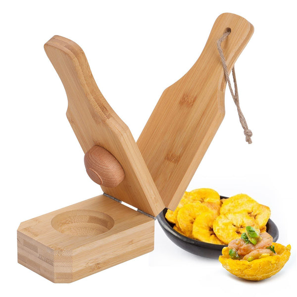 Wooden 2-in-1 Plantain Tostones Press