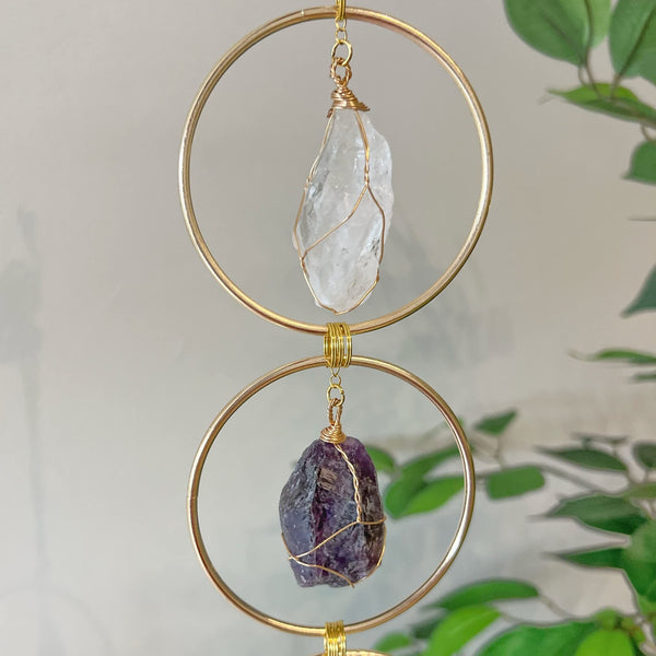 7 Chakra Crystal Hanging Ornament (Gold)