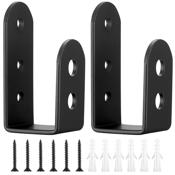 2 Pcs Heavy Duty Iron Door Security Barricade Brackets