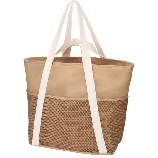 Beach Bag Large Waterproof Sandproof Foldable Tote for Women with Zipper Mesh Pockets for Pool Swim Travel Everyday