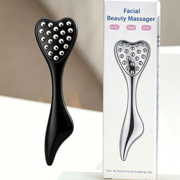 304 Stainless Steel Heart Shaped Roller Ball Massager (Black)