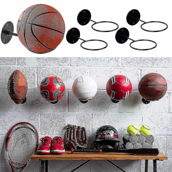 3pcs Iron Wall-mounted Sport Ball Display Holder - Perfect Black