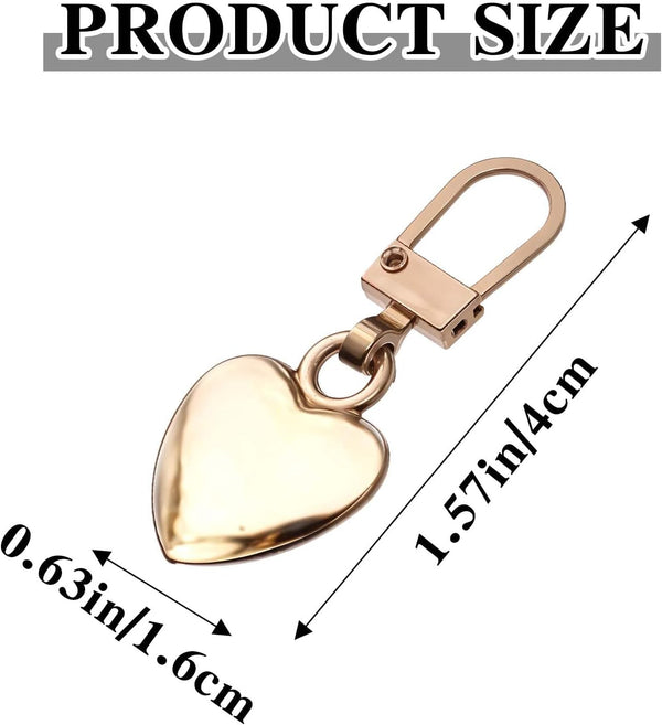 Xinjoduz 10 PCS Zipper Pull Charm, 1.6 Inch Heart Shaped Zipper Replacement Detachable Metal Zipper Pull Tabs Zipper Lock for Backpacks Coats Pants Suitcase Purse Luggage Fasteners(5 Color)