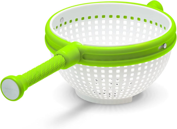 Spina 2-In-1 Easy-To-Use, Collapsible Salad Spinner & Straining Colander for Salad, Fruit, Vegetable, Lettuce - White/Green
