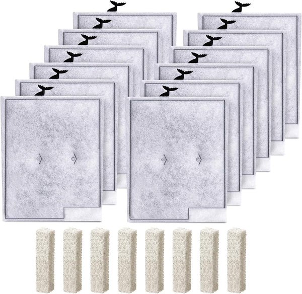 12pcs Large Filters Cartridges with 8pcs Ammonia Reducer Filter Pads