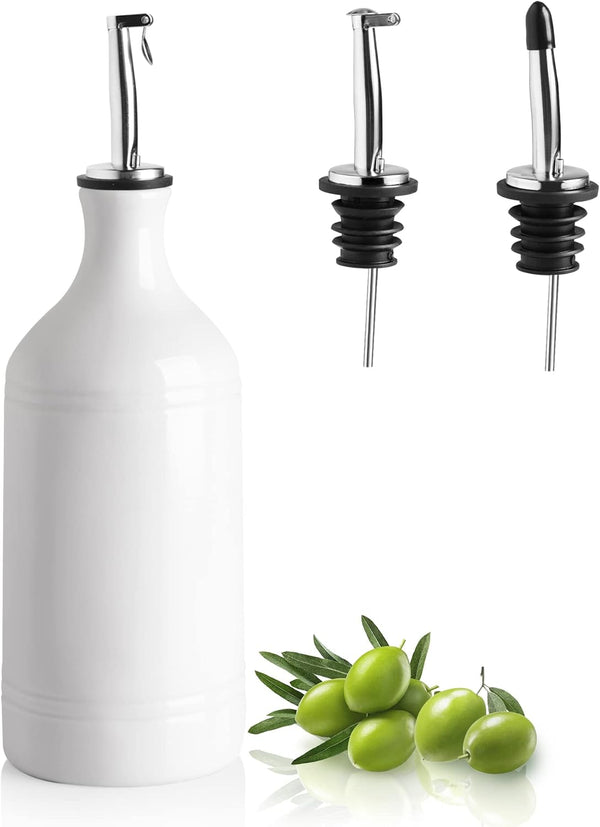 Ceramic Olive Oil Dispenser Bottle (White)