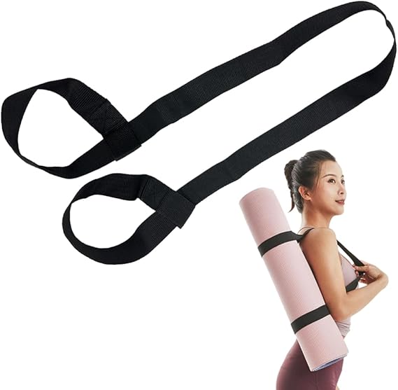 Yoga Mat Strap for Carrying - Cotton Yoga Mat Carry Strap Sling- Adjustable Loops for all Mat Sizes(Yoga Mat not included)