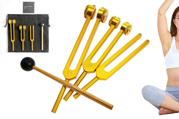 3Pcs Aluminum Tuning Forks Set - Gold