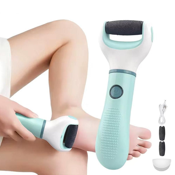 Electric Pedicure Foot File with 3 Roller Heads - Green