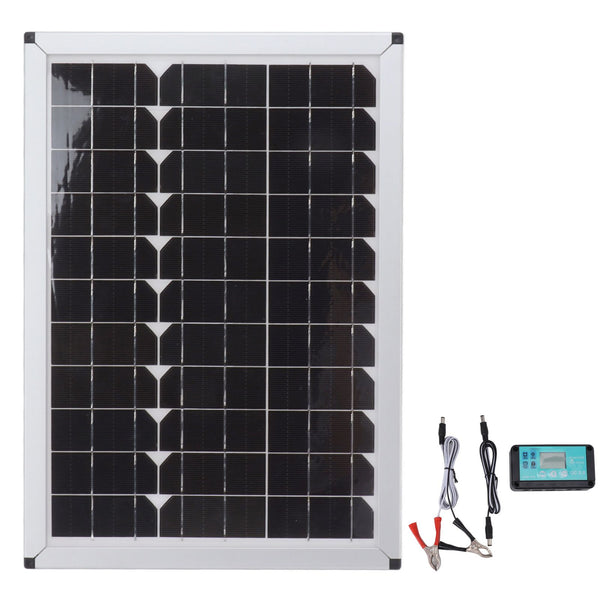 100W 18V Solar Panel Battery Charger Kit Monocrystalline Silicon Solar Panel with Dual USB Controller for Car RV Marine Boat