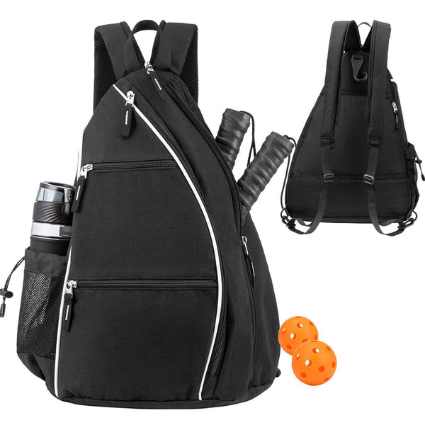 Adjustable Backpack With Fence Hook for Pickleball - Black