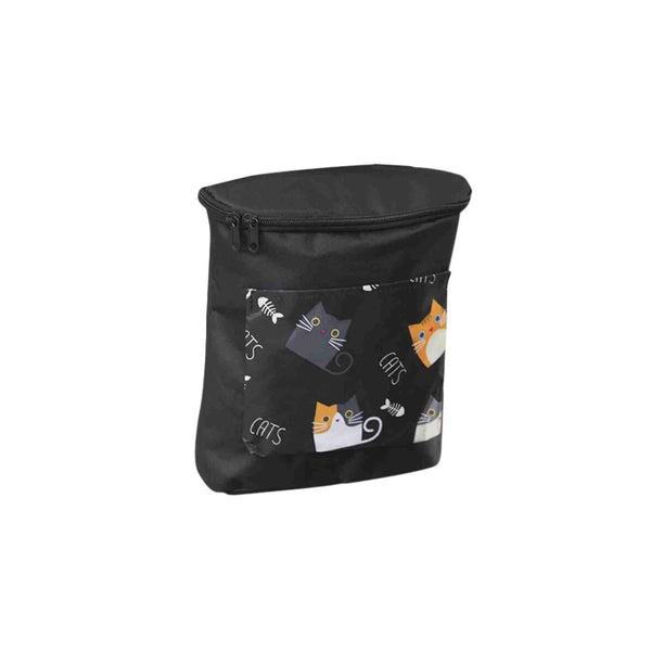 Bicycle Front Hanging Handlebar Organizer Bag - Black with Cat Print