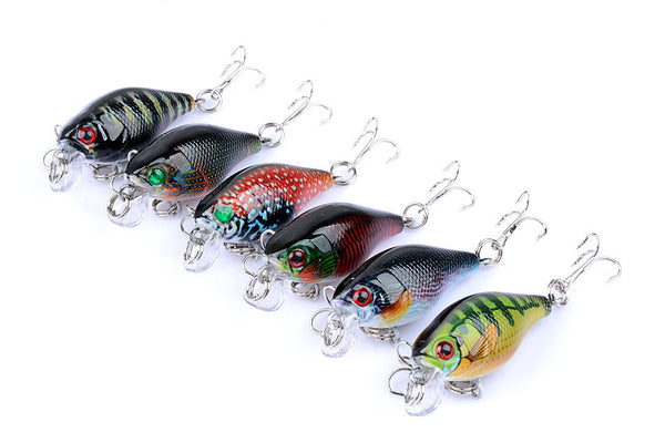 6x 4.3cm Popper Crank Bait Fishing Lure