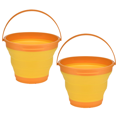 Orange Collapsible Silicone Buckets for Hiking Camping and Fishing