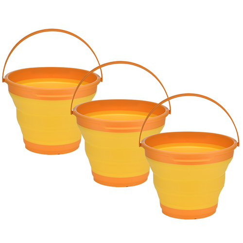 Orange Foldable Silicone Buckets for Hiking Camping and Fishing