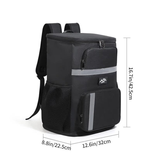 Black Insulated Cooler Backpack with Convenient Bottle Opener