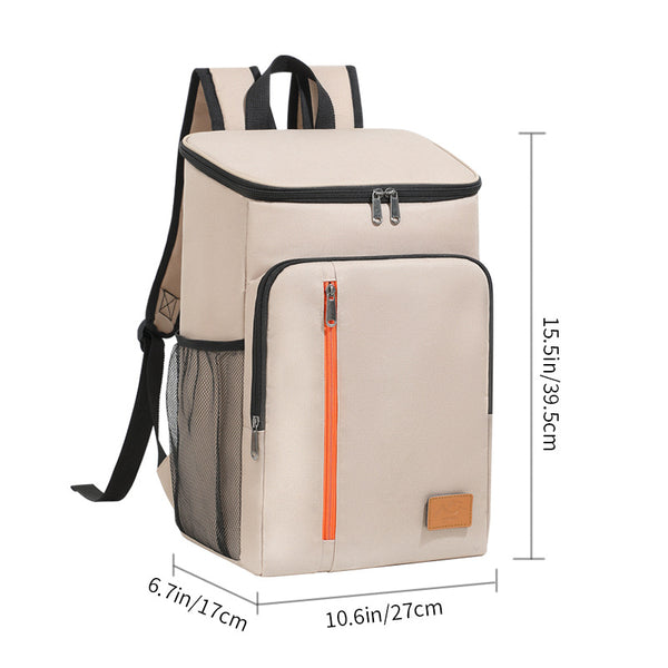 Khaki Insulated Cooler Backpack for Picnics Travel and Camping
