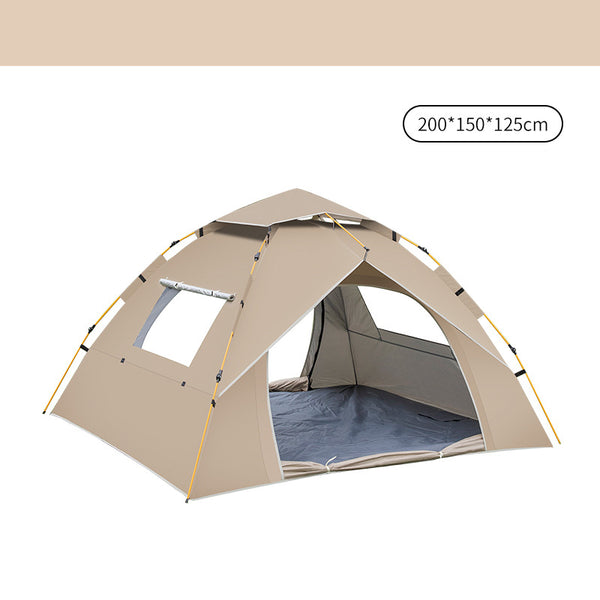 Khaki Lightweight Camping Tent with Dual Doors and Windows
