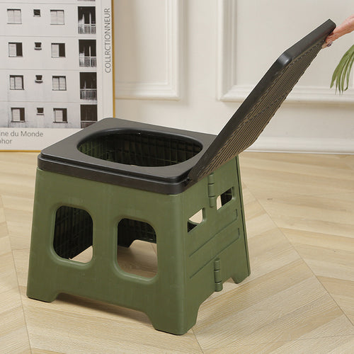 Green Portable Folding Camping Toilet with Convenient Lid