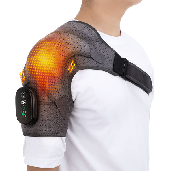 Gray Rechargeable Heated Shoulder Massager with LED Display