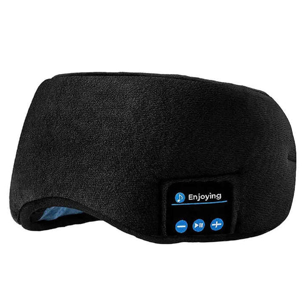 Black Plush Bluetooth Sleep Eye Mask with Built-In Speakers
