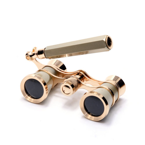 Champagne Gold Theatre Binoculars Portable Handheld Opera Glasses