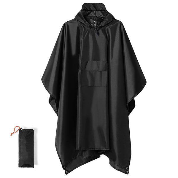 Black Outdoor Camping Poncho for Rain and Ground Protection