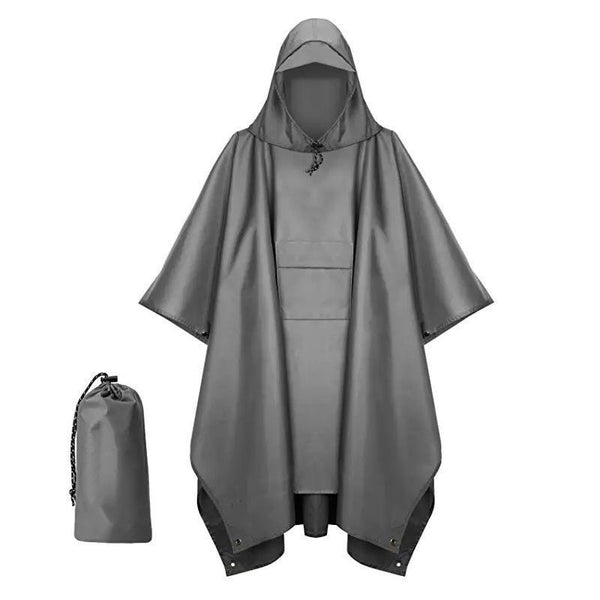 Grey Outdoor Camping Poncho for Rain and Ground Protection