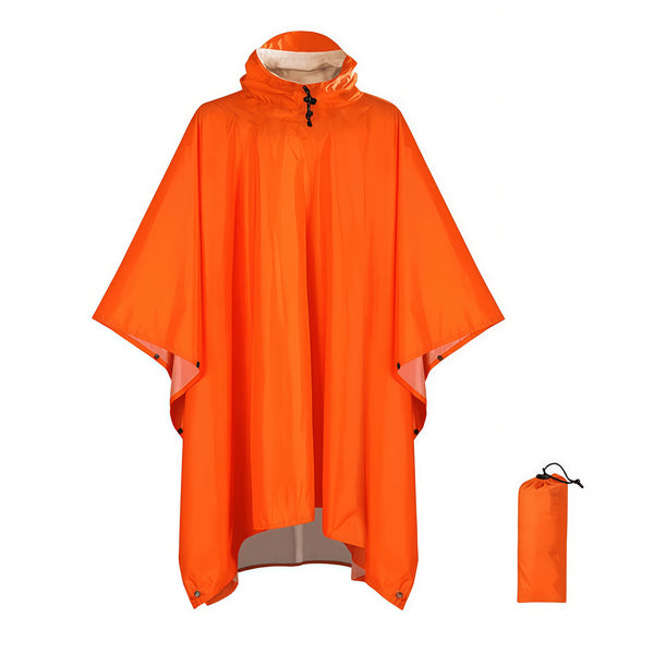 Orange Waterproof Camping Poncho Raincoat Tarp and Ground Cover