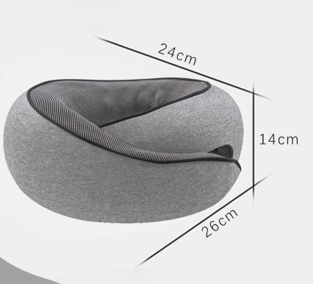 Light Grey Ergonomic Memory Foam Travel Neck Pillow