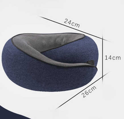 Navy Blue Ergonomic Memory Foam Travel Neck Pillow