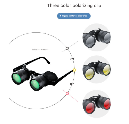 Tri-Color Polarized Fishing Binoculars with HD Zoom Viewing Lens