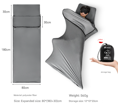 Grey Stretch Sleeping Bag Liner for Comfortable Camping and Travel