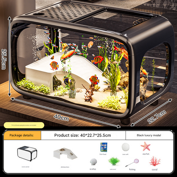 Black Modern Desktop Aquarium & Turtle Tank